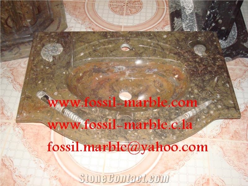 Fossil Brown Limestone Bath Tops