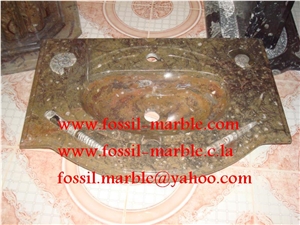 Fossil Brown Limestone Bath Tops