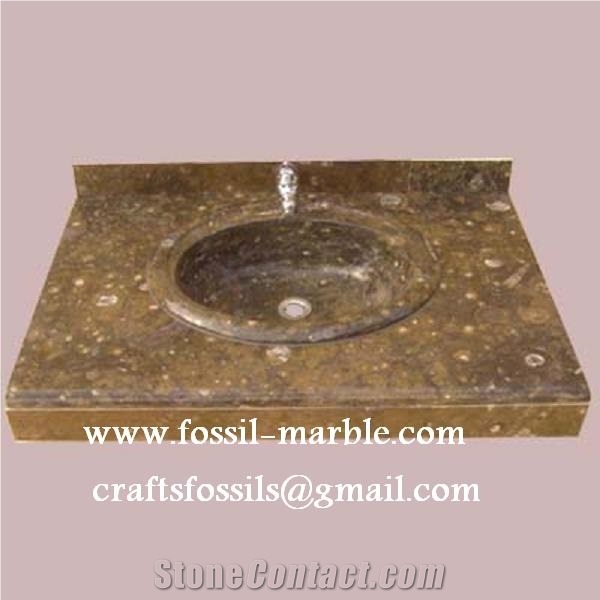 Fossil Brown Limestone Sink