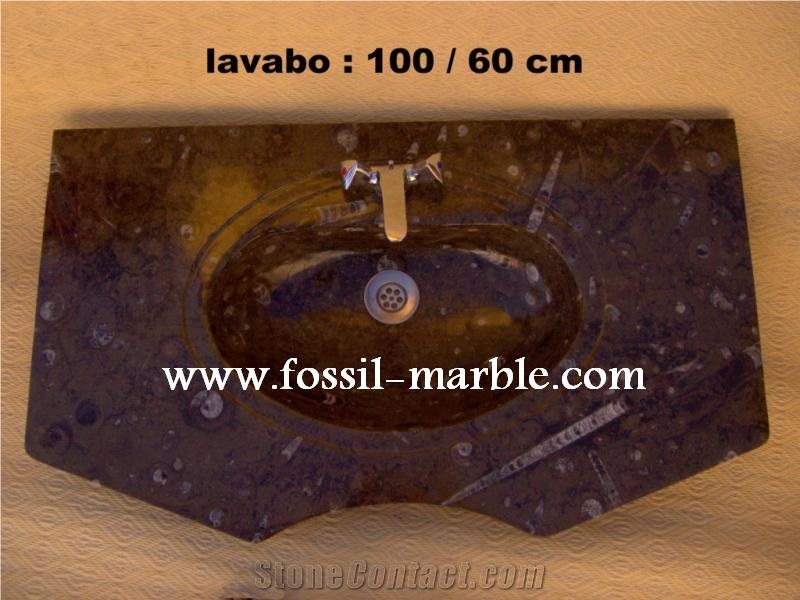 Fossil Brown Limestone Wash Basin