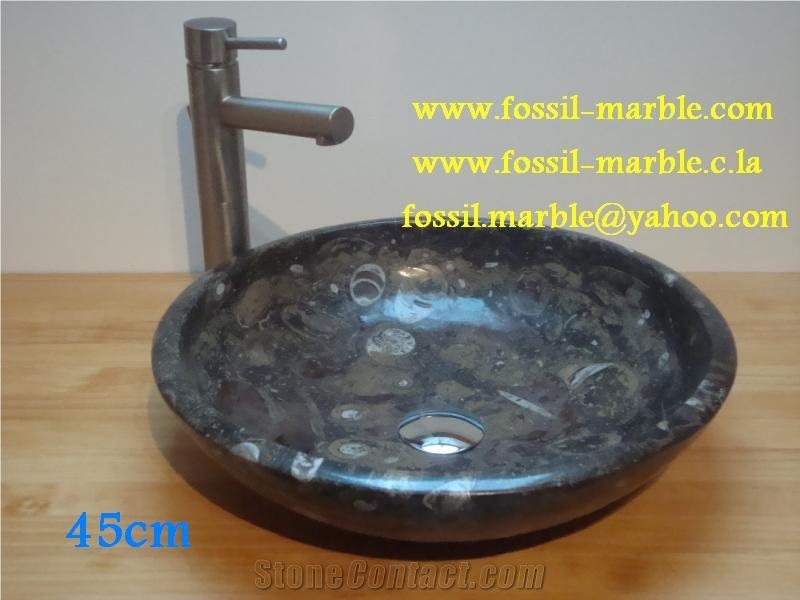 Fossile Etrusco Liemstone Sinks, Wash Basins, Brown Marble