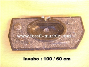 Fossile Nero Liemstone Pedestal Sinks, Wash Basins, Fossil Black Limestone