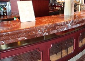 Rosa Valencia Marble Bar Top, Red Marble