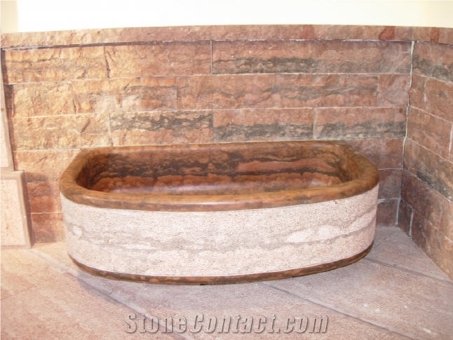 Bathroom - Autumn Rust Quartzite Bath Tub, Red Quartzite Bath Tub