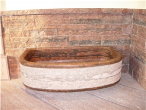 Bathroom - Autumn Rust Quartzite Bath Tub, Red Quartzite Bath Tub
