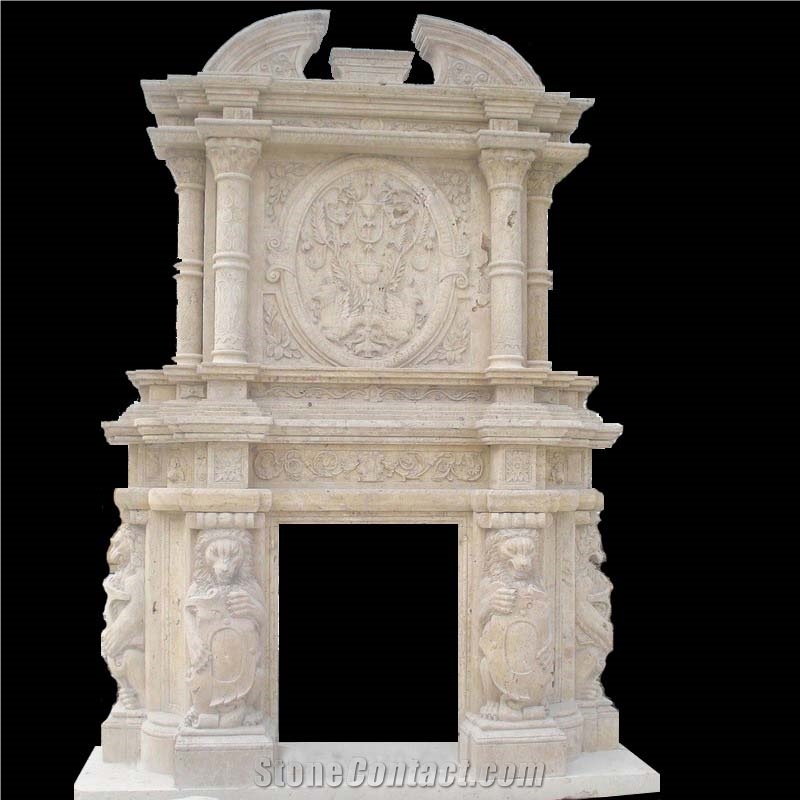Big Carved Fireplace, Marble Fireplace