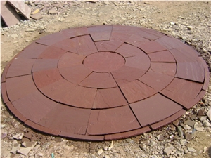 Red Sandstone Circle Pavement