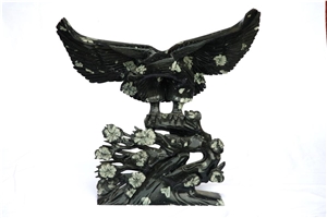 Peony Black Carving (Black Stone), Peony Black Granite Artifacts, Handcrafts