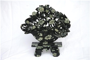 Peony Black Carving, Peony Black Granite Artifacts, Handcrafts