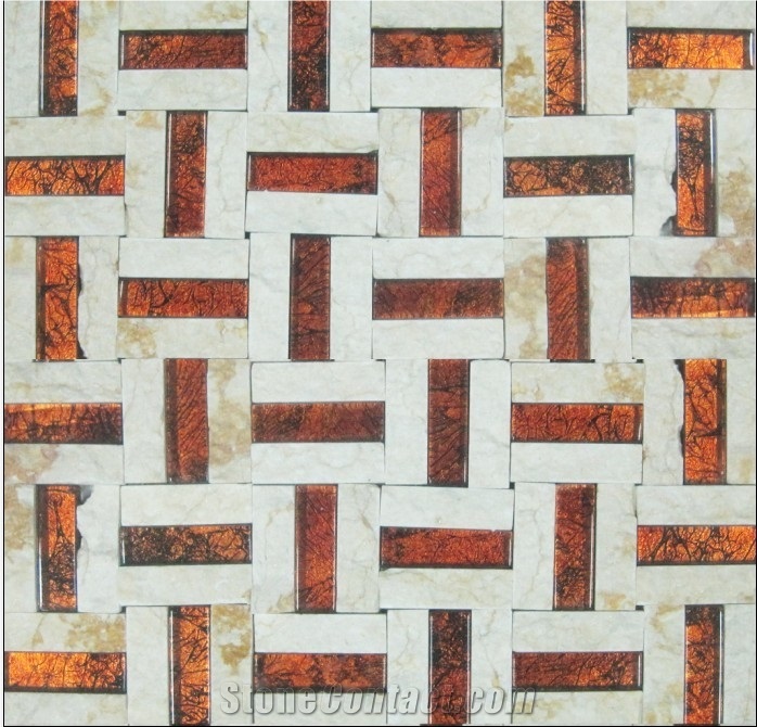 Wj-co1n-04 Glass Mix Marble Mosaic Tile