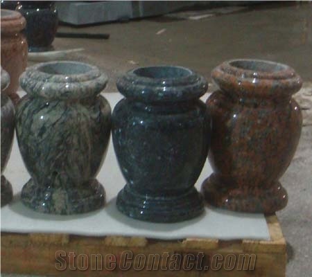 Imported Blue Pearl Granite Vase