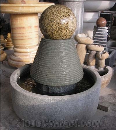 Yellow Granite Rolling Sphere Fountains