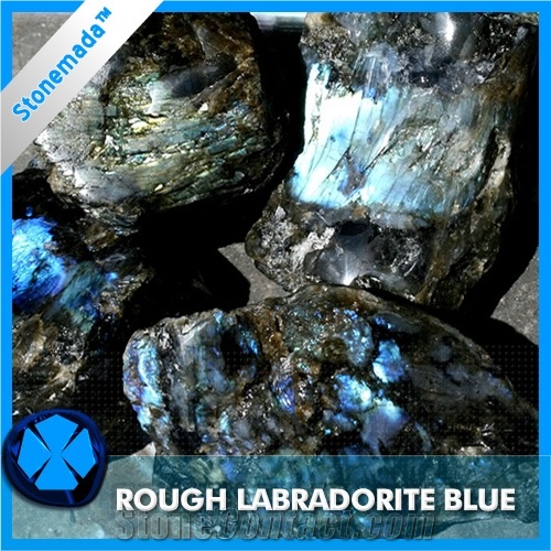 Rough Labradorite Blue Granite Block