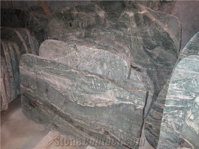 Green Marble Bench and Table