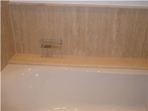 Travertino Ondulato, Beige Travertine Bath Design