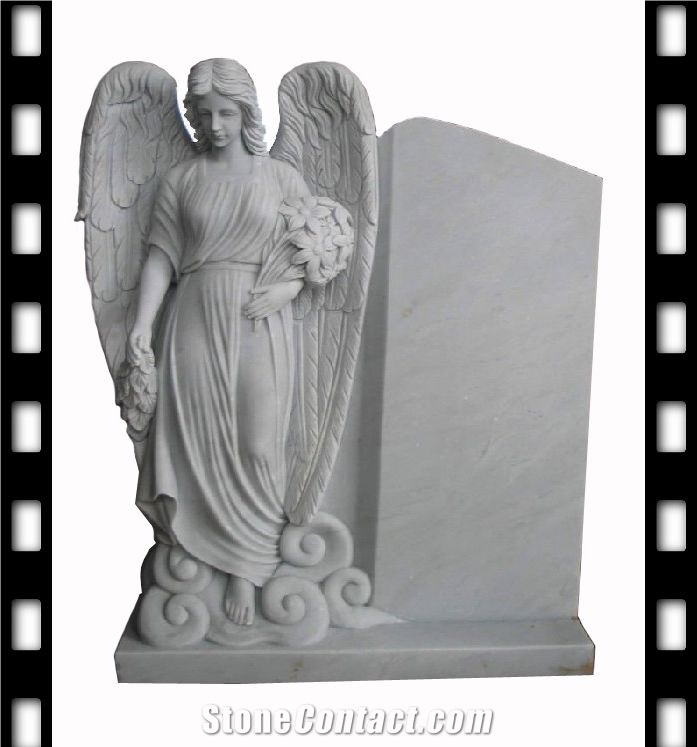 Angel Monument,white Marble Tombstone