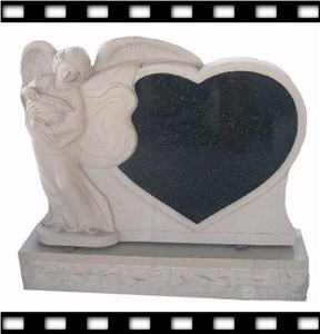 Granite Heart Headstone with Angel
