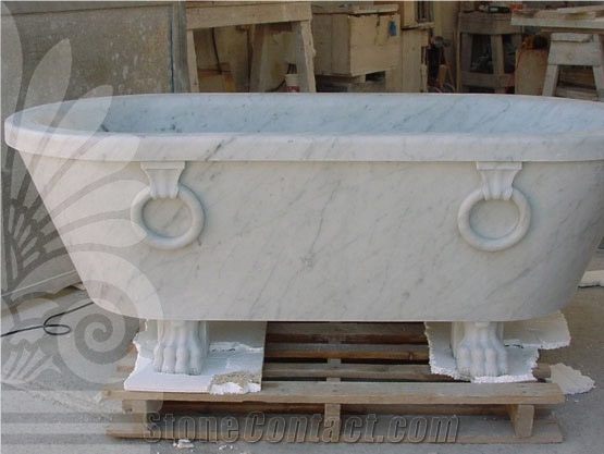 Domus Romanus Bathtub in Bianco Carrara Marble
