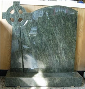 Green Granite Cross Tombstone