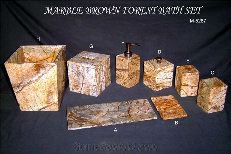 Rainforest Brown Marble Bath Set