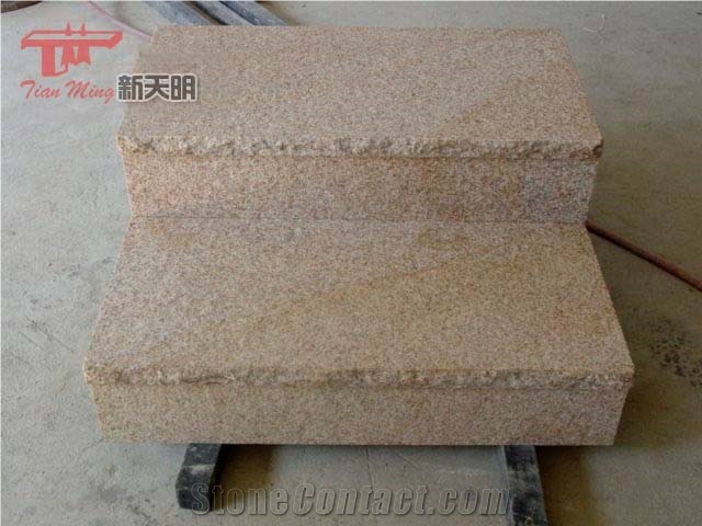G682 Yellow Granite Flamed Stairs,Outside Step and Stair