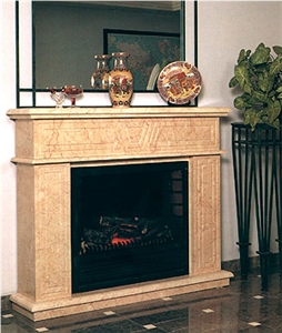Perlato Morocco Limestone Fireplace