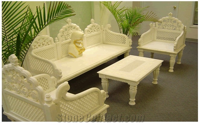 White Marble Sofa Set,Table and Bench