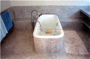 Granite Bathtub Surround, Pink Granite Bath Design