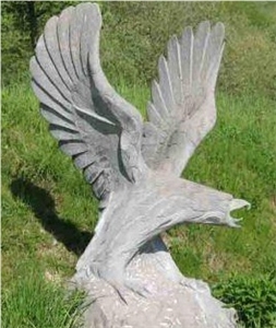 Limestone Carved Eagle Sculpture