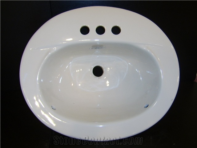 20" X 14" White Marble Drop in Sink