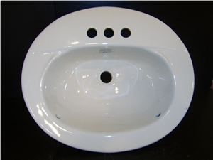 20" X 14" White Marble Drop in Sink