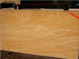 Teak Wood Sandstone Slab, India Yellow Sandstone