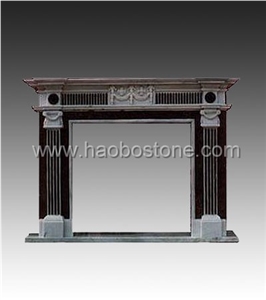 Stone Fireplace, European Style Granite Fireplace, Natural Stone Black Granite Fireplaces
