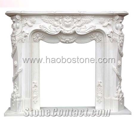 White Fireplace, Stone Fireplace HBFP028