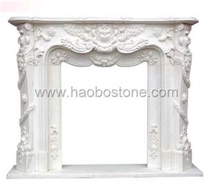 White Fireplace, Stone Fireplace HBFP028