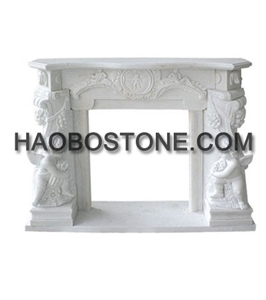 White Marble Fireplace, Natural Stone White Marble Fireplaces
