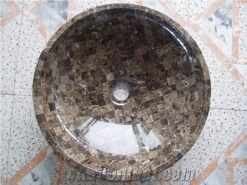 Brown Marble Mosaic Sink