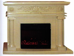 Beige Marble Fireplace