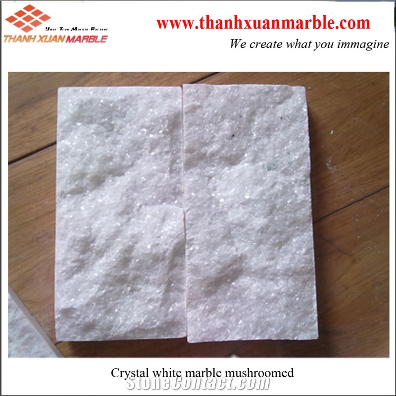 Wall Cladding White Marble Mushroomed, Vietnam ,Pure White Marble