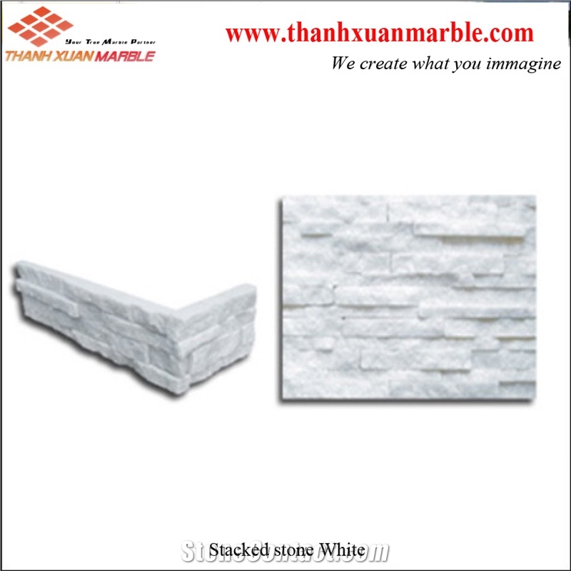 White Marble Stacked Stone, Vietnam ,Pure White Marble