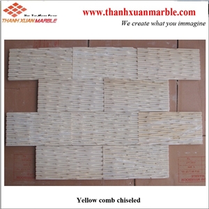 Sandstone Wall Cladding,Yellow Wave Chiseled