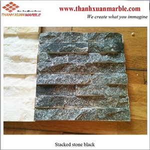 Stacked Black Basalt Ledge Stone