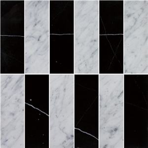 Marble Mosaic Tiles, Flooring, Wall Tile, Nero Marquina Black Marble Mosaic