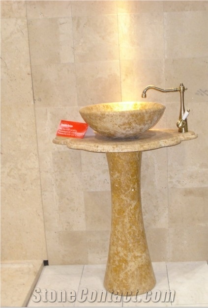 Beige Vanity With Yellow Marble Stone From Our Big Factory