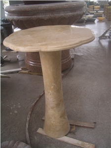 Round Yellow Marble Coffee Table Top