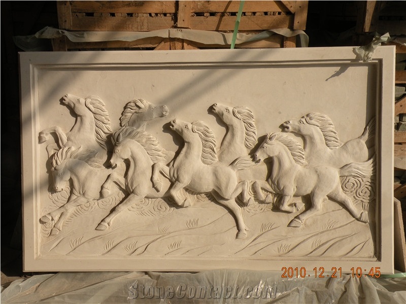 Beige Sandstone Relief Carving