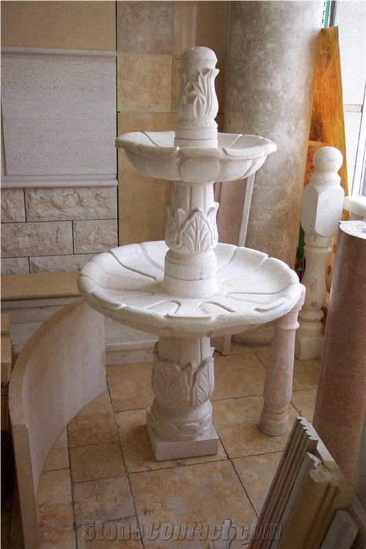 Hebron White Limestone Fountain