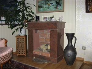 Indian Red Granite Fireplace