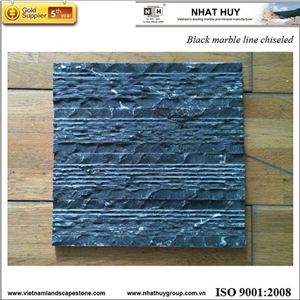Black Marble Line Chiseled Wall Cladding