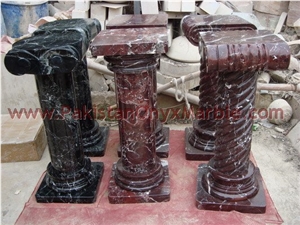 Red Zebra Marble Pedestals